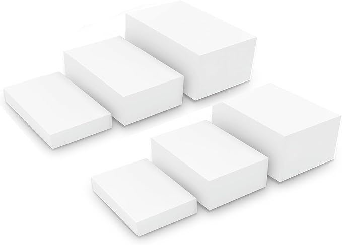6 Pack White Buffet Food Risers, Step 12” 11”10” Large Size Acrylic Cube Box Display for Dessert Food Drink Collectibles Jewelry Figures, Display Stands for Retail Vendor Events,5 Side, Rectangle