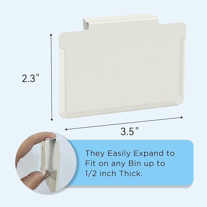 Metal Pantry Baskets Labels Clip On for Storage Bins | Edge Fold-Cream (Edge Fold-Cream, 8 Metal Label Clip)