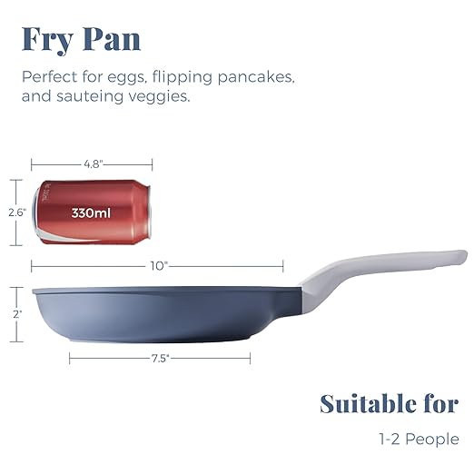 Nonstick Ceramic Frying Pan, 8/10/12 Inch Non Toxic Skillet, Healthy Egg & Omelet & Chef's Pan, PTFE PFOA & PFAS Free, Induction Compatible (10-Inch, Gray)