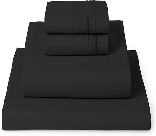Mellanni King Sheets Set - 4 PC Iconic Collection Bedding - Hotel Luxury, Extra Soft, Cooling Bed Sheets - Wrinkle, Fade, Stain Resistant (King, Black)