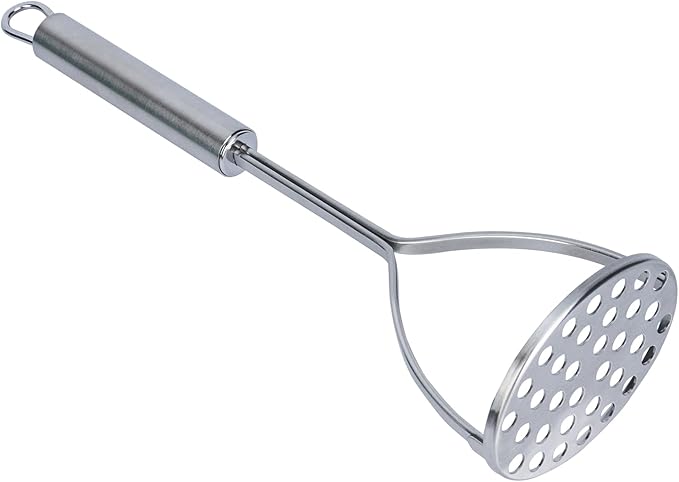 Restaurantware-German Standard Round-Faced Mashers With Ergonomic Handle, 24 Heavy-Duty Potato Mashers - Dishwashable, Durable, Stainless Steel Food Mashing Tool, For Avocado, Beans, Sweet Potatoes