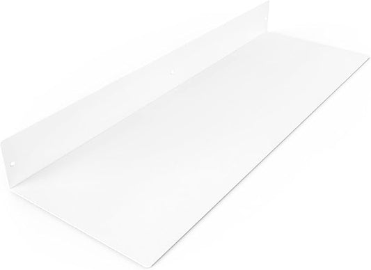 DIY CARTEL Made in USA Linear Floating Shelf - USA Manufactured Steel - Industrial Heavy Duty Metal Wall Mounted Modern Farmhouse Rustic Designed Shelf (24-in X 8-in Powder Coated White)