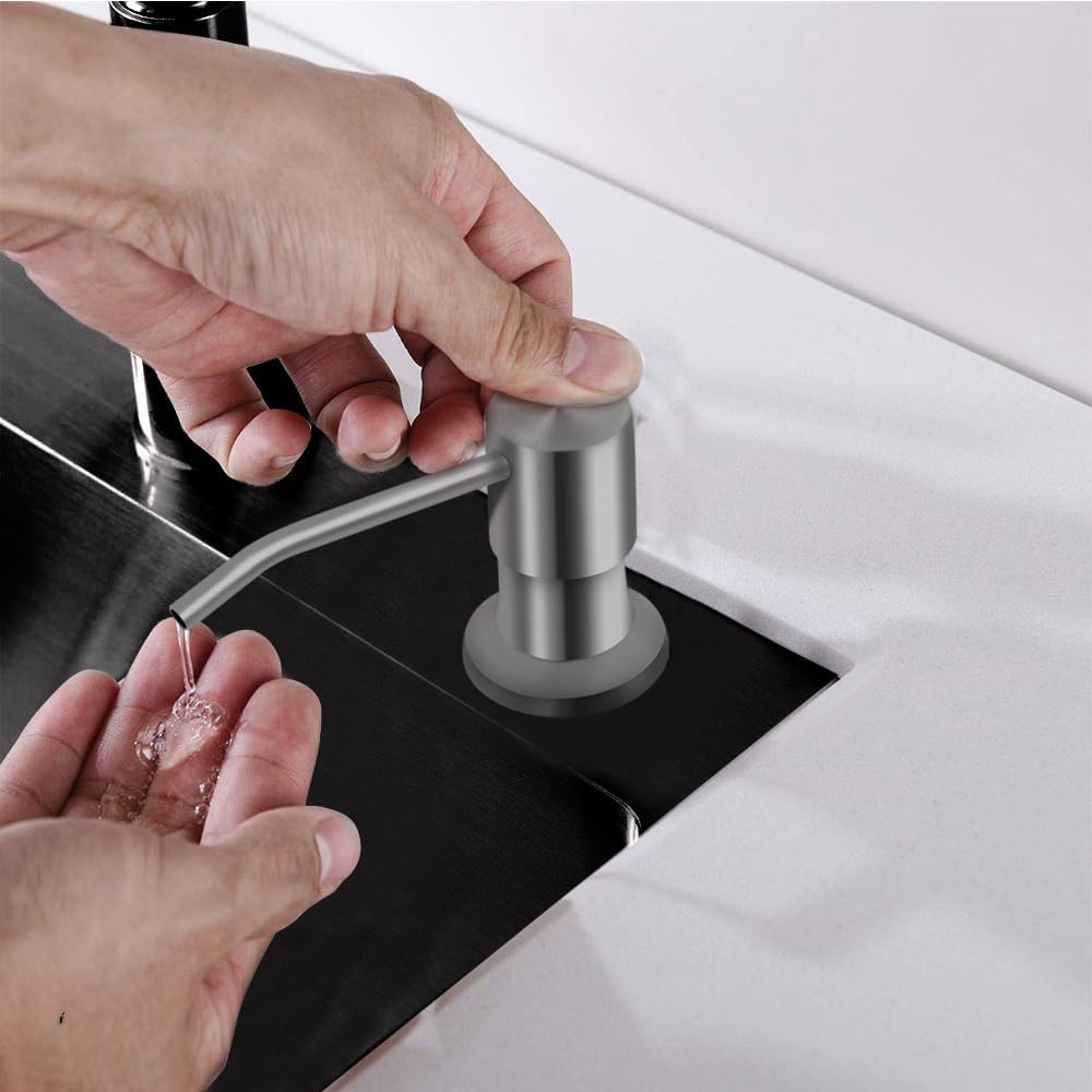 Soap Dispenser for Kitchen Sink, in Sink Soap Dispenser Pump, 47" Silicone Extension Tube Connect to The Soap Bottle Directly, Say Goodbye to Frequent Refills (Gray)