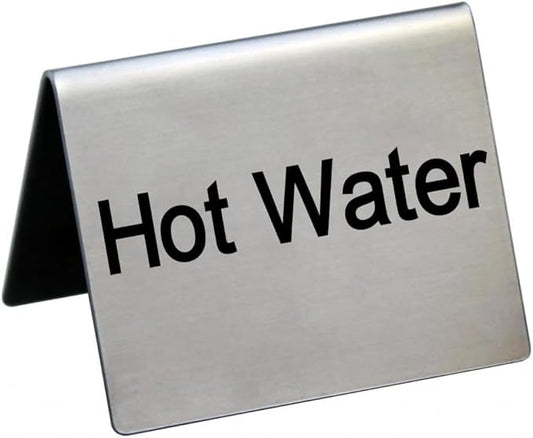 New Star Foodservice Stainless Steel Table Tent Sign (Silver (Hot Water), 2-Inch by 2-Inch (Set of 6))