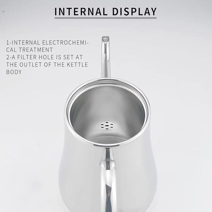 SANQIAHOME Stainless Steel Teapot with strainer Tea Pot With Removable Infuser or filter for Loose Leaf and Tea Bags cold water Pitcher Tea Maker Dishwasher Safe (silver, 1550ml(51Oz))