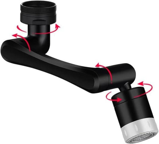 1440° Rotating Faucet Extender, Brass Multifunctional 1080°+ 360° Swivel Extension Robotic Arm Sink Aerator for Kitchen/Bathroom, 2 Water Outlet Modes, Black