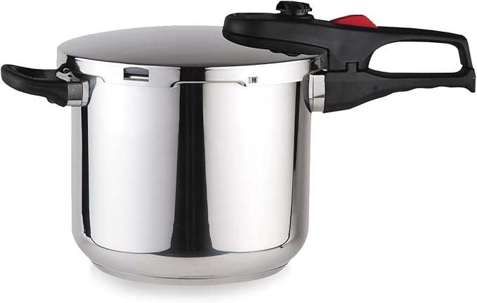 MAGEFESA Practika Plus 6.3-Quart Pressure Cooker – 18/10 Stainless Steel, Induction Compatible, 5-Layer Heat Diffuser Bottom, 5 Safety Systems, Even Heat Distribution