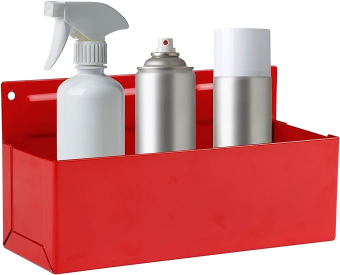 Magnetic Aerosol Spray Can Holder, Magnet Toolbox Bottle Holder, Tool Box Storage Rack for Garage and Home, Craft Workspace, Mechanic Paint Bottle Can Organizer, Red, 3"x8.3"