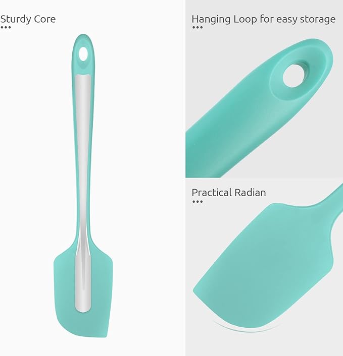 Heat Resistant Silicone Large Spatula: U-Taste 600ºF High Heat Flexible 11.38in Silicon Mixing Stirring Cooking Scraping Baking Bowl Scraper Seamless Spreader for Kitchen Nonstick Cookware (Aqua Sky)