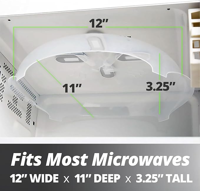 Magnetic Splatter Cover, 12-Inch Clear BPA-Free Food Lid, Vented Plate Guard with Steam Vents, Anti-Splash Microwave Lid, Dishwasher Safe, Space-Saving Magnetic Storage - Gray