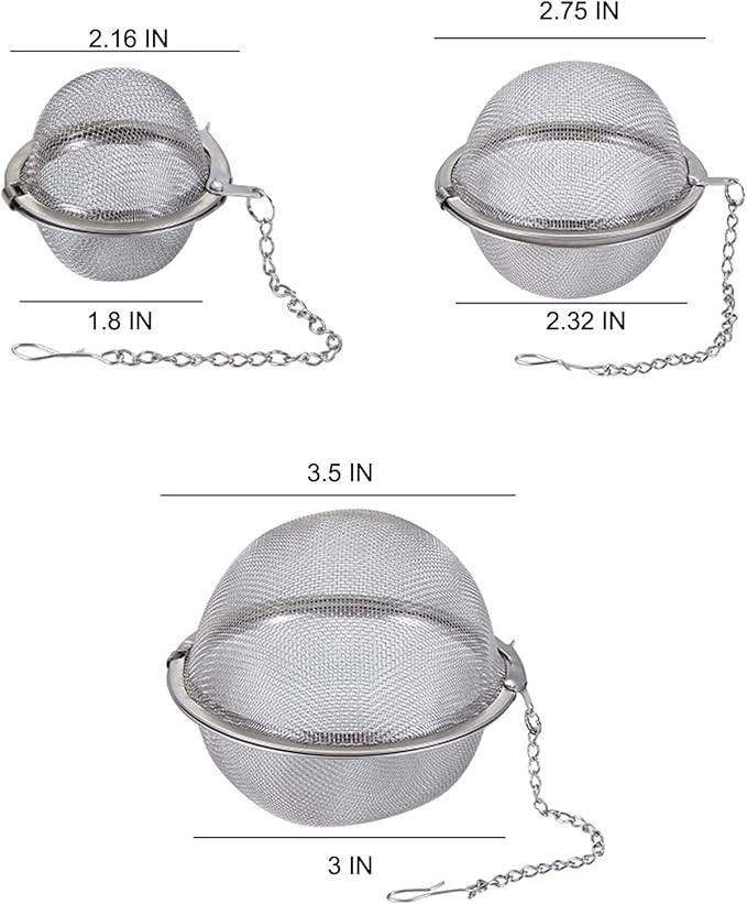 2PCS Tea Infuser, Upgraded 3.5 IN Tea Strainer, Premium Tea Infusers for Loose Tea, Tea Steeper, Tea Ball for Tea Flavoring Herbal Spices Seasonings