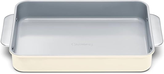 Caraway Non-Stick Ceramic 9”x13” Rectangle Pan - Naturally Slick Ceramic Coating - Non-Toxic, PTFE & PFOA Free - Perfect for Brownies, Lasagnas, and More - Cream