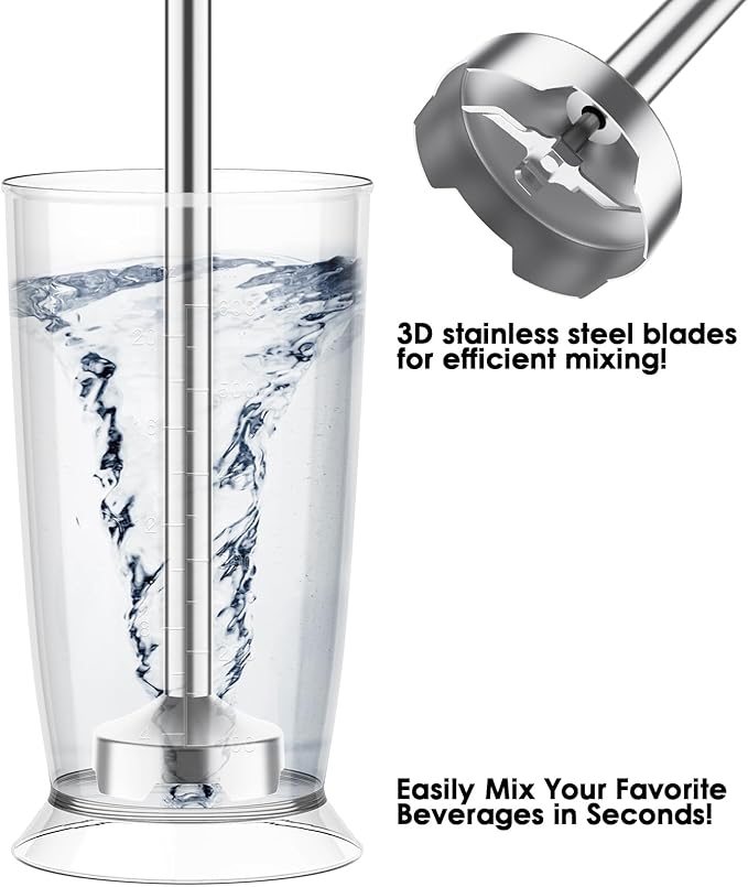 Multi-Use 5 in 1 Immersion Blender 3.0, BPA-Free, 800W 12 Speed Hand Blenders for Kitchen, Copper Motor Stainless Steel Blade Emulsion Blender Handheld with Chopper, Whisk and Frother, Red