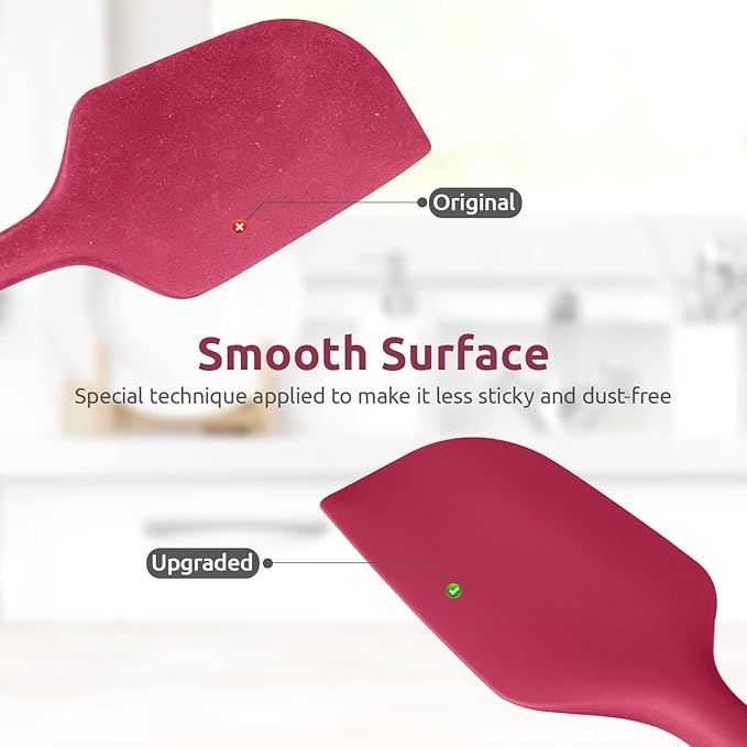 14in Extra Large Silicone Spatula: U-Taste 600ºF Heat Resistant Flexible Silicon Mixing Stirring Cooking Scraping Baking Bowl Scraper Seamless Spreader for Kitchen Nonstick Cookware (Red)