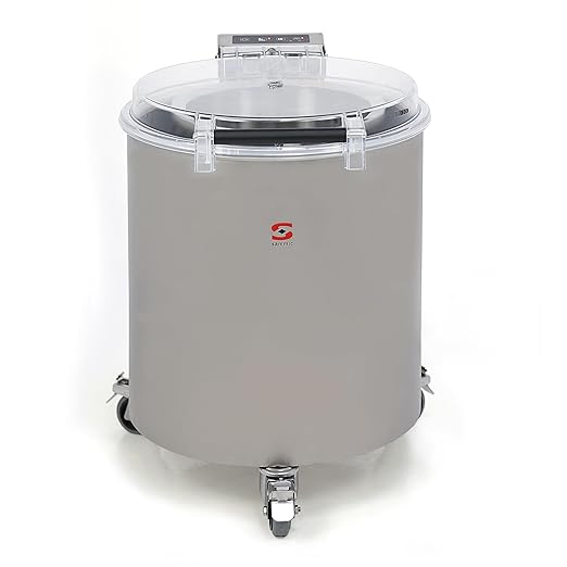 ES-100 Electric Salad Dryer, 13 lb. (6kg/10 gal.) Capacity, 2-Speed, 250–800 lbs/hr Draining Output, Stainless Steel Basket, Self-Opening Clear Lid, Commercial Salad Spinner with Casters, NSF