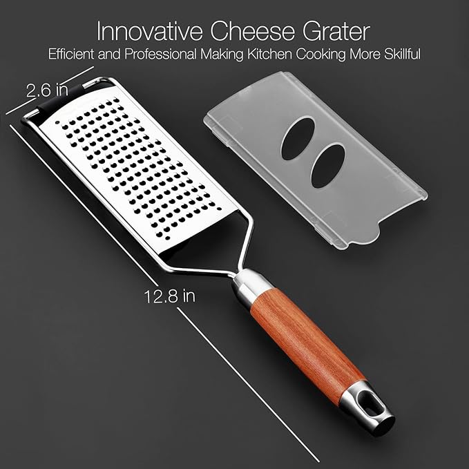 Professional-Grade Lemon Zester with Fine Blades, Lightweight Cheese/Vegetable Grater, Solid Wood Handle Design - Rust-Resistant, Durable, Essential Kitchen Tool （B2）