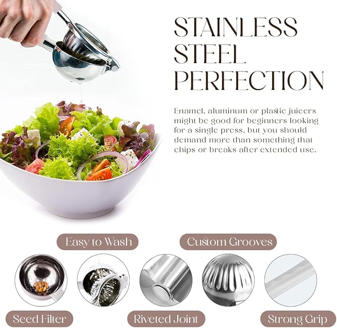 Bellemain Citrus Juicer | Metal Lemon Squeezer | Lime and Lemon Juicer Stainless Steel with Silicone Handles | Manual Juicer, Citrus Squeezer, Hand Held Juicer | Bar Juicer for Bartender (White)