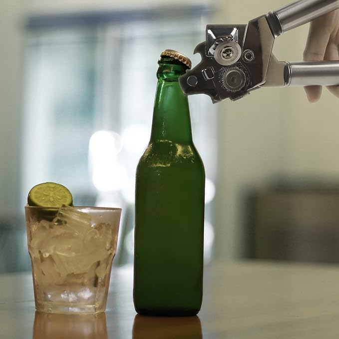 BYVOV Stainless Steel Can Opener Manual with Smooth Edge Heavy Duty Handle Easy Turn 9- Inch