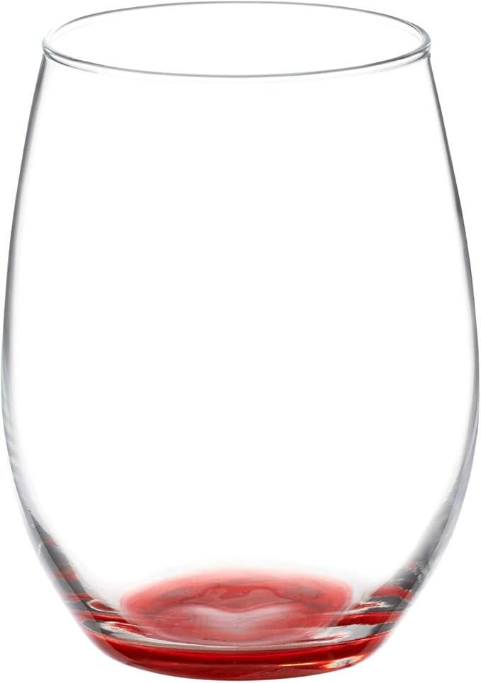 DISCOUNT PROMOS 10 ARC Stemless Wine Glasses Set, 21 oz. - Chardonnay, Cabernet, Merlot, Sauvignon - Red