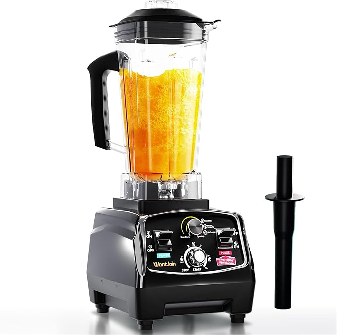 WantJoin Professional Blender, ETL listed 68oz Commercial Blender for kitchen Max 1800W High Power Home and Commercial with Timer, Smoothie Maker 2200ml for Crushing Ice, Frozen Dessert, Soup,fish