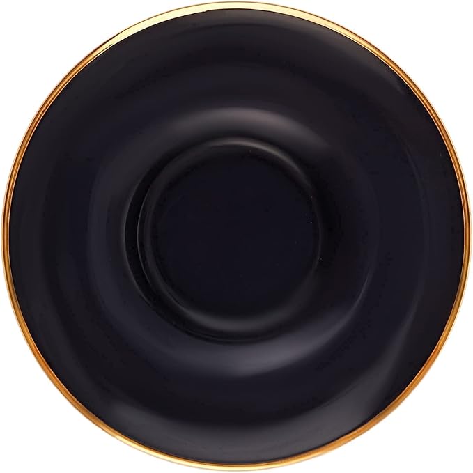 KARACA Retro Anthracite Tea Set for 6, 6 Turkish Tea Glasses, 12 Pcs, Gold Decal Details