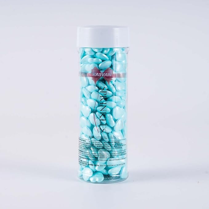 Kasvan Blue Heart Shapes Sprinkles - Edible Candy Pearls 130g/4.58 Oz, Mix Size, Baking Cake Decorations, Ice Cream Toppings and Cookie Decorating, Wedding Party Chirstmas Supplies (Blue)