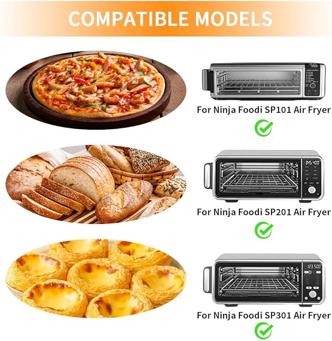 for Ninja Reusable Air Fryer Liners 12x12inch, Oven Liner for Bottom of Toaster Oven, 3x Liners + 3x Mesh Sheets, Non-Stick Baking/Microwave/Grill Mat,450°F,Pre-Cut Square for SP101/SP201/SP301/SP351