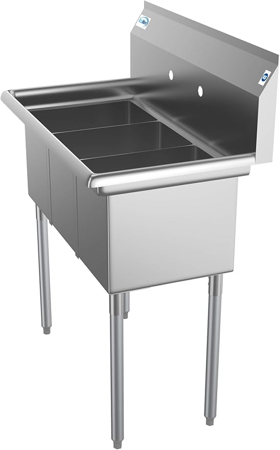 KoolMore 36" 3 Compartment Stainless Steel Triple Bowl NSF Commercial Kitchen Sink - Bowl Size 10" x 14" x 10"