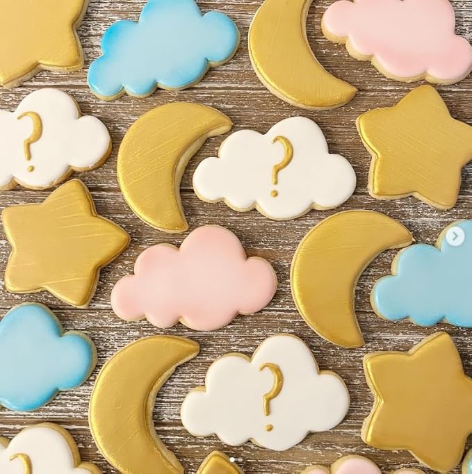 3 Pieces Star, Moon and Cloud Cookie Cutters Stainless Steel Biscuit Cutters Molds Shapes for Baby Shower or Gender Reveal Party