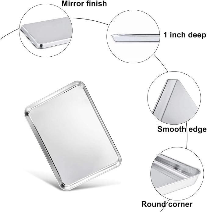 TeamFar Baking Tray and Rack Set, Stainless Steel Baking Pan Cookie Sheet with Cooling Rack, 12.5 x 10 x 1 inch, Non Toxic & Healthy, Easy Clean & Dishwasher Safe