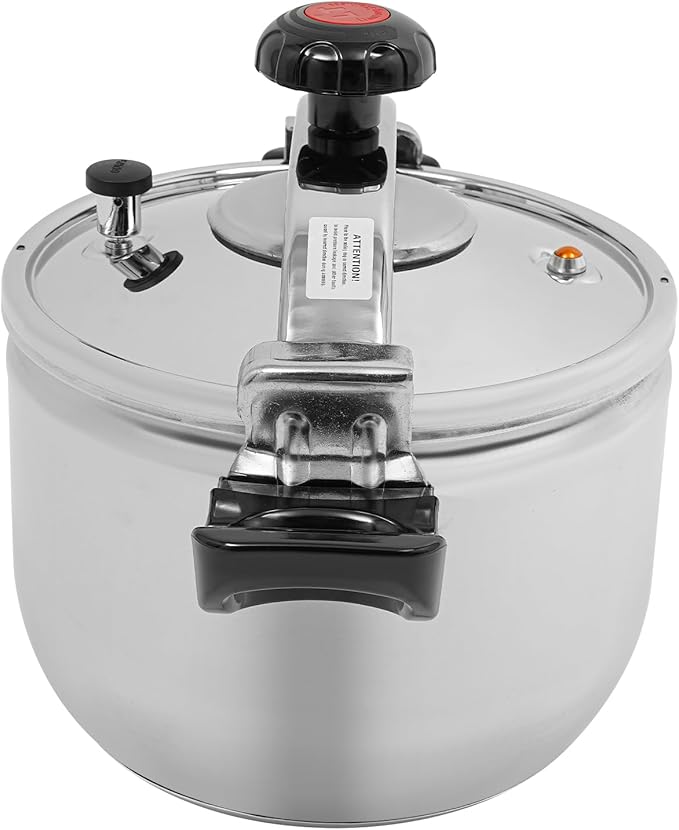 11.6 Quart Pressure Cooker Stainless Steel Pressure Canner, Large Capacity, Commercial Pressure Cooker Clamp On Type, Single Valves for Family or Commercial Use