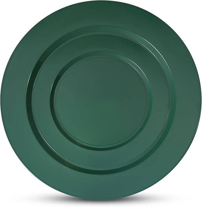 Munfix 100 Green Plastic Plates Set, 50 Pcs 10 Inch Dinner and 50 Pcs 7 Inch Dessert Plates, Elegant Fancy Heavy Duty Disposable Plates for Party, Wedding, Green