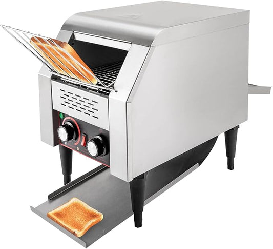Commercial Conveyor Toaster 150 Slices/Hour Stainless Steel Conveyor Toaster 1300W Electric Toasters Oven Heavy Duty Countertop Restaurant Toaster for Cafes Bun Bagel Bread