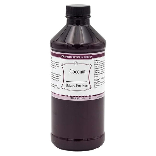 LorAnn Oils Coconut Bakery Emulsion: True Essence, Ideal for Boosting Fruit Tones in Cakes, Cookies & Desserts, Gluten-Free, Keto-Friendly, Extract Substitute Essential for Your Kitchen, 16 Oz