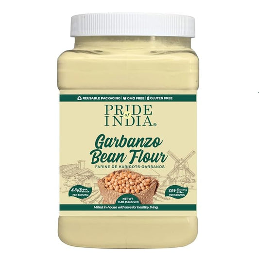 Pride of India- Garbanzo Bean Flour 1 lbs (454 gm) Earthy Nutty Slightly Sweet Taste Freshly Milled in Small Batches | Used for Baking Cooking Coating Thickening |Vegan, Gluten-Free