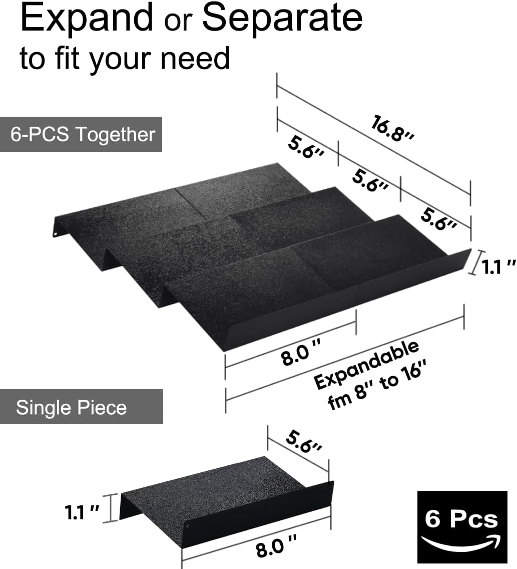 Artibear Expandable Spice Rack Drawer Organizer for Kitchen Cabinets, Set of 6, ABS