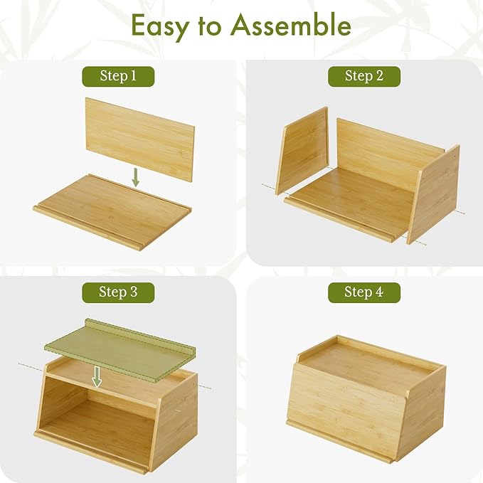 Bamboo Bread Box with Cutting Board for Kitchen Countertop – Large Capacity Bread Storage Container for Kitchen, Multi-Use Organizer for Bread, Fruits, Baked Goods