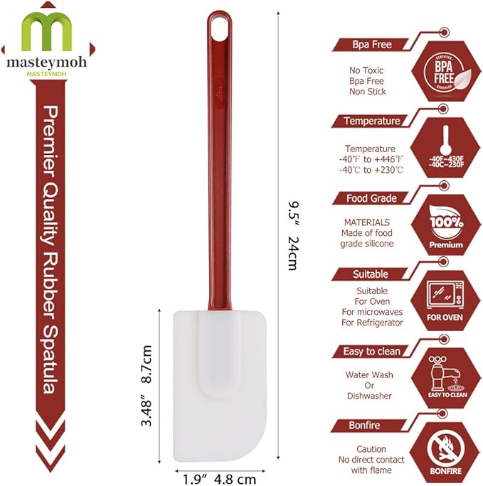 Silicone Spatula Set - Soft Rubber 9.5" Scrapers Resistant to 500F (2pcs)