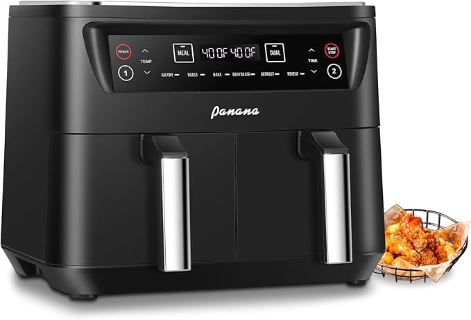 Air Fryer XL 8.5QT, Dual Zone 6 in 1 Air Fryer for Roast, Bake, Dehydrator, Defrost, Reheat for Quick Meals, Airfryers for Family Use