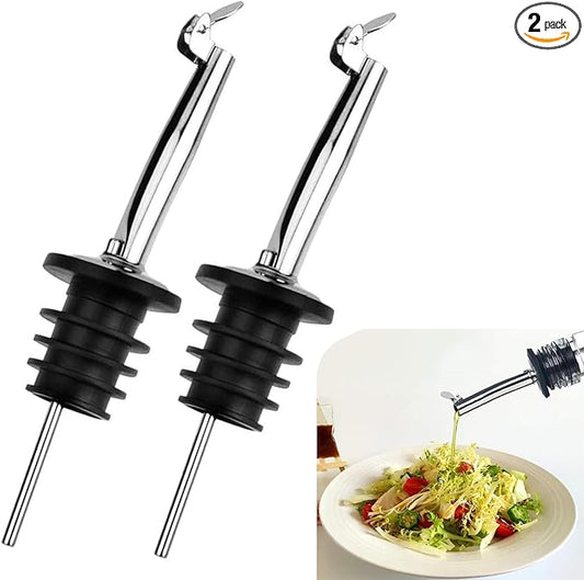 2 Pack Oil Spout with Flip Top, Olive Oil Dispenser Spout,Liquor Bottle Pourer Spouts for About 3/4" Bottle Mouth