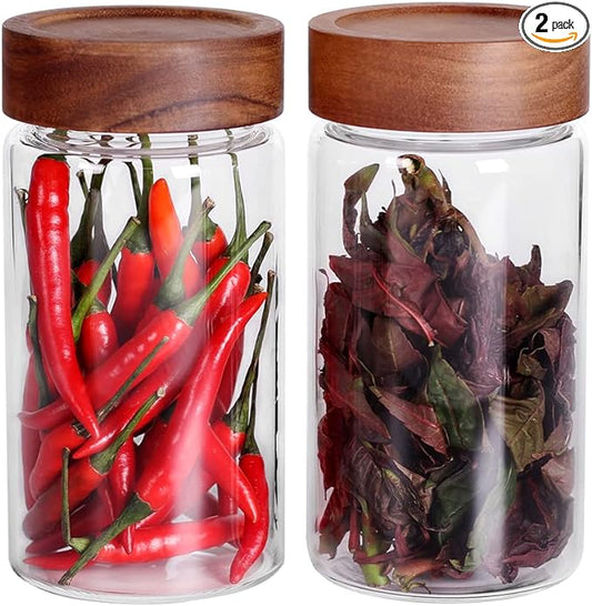 SAIOOL with Screw Cap (2-Units) kitchen jars, 580ML*2 Food Storage Canisters,Clear,Spice jars,Fermenting, Pickling, or DIY Decors and Projects, You Can even Use them for Freezing Desserts