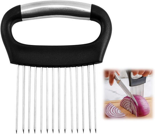 Stainless Steel Onion Slicer Holder, Onion Holder for Slicing & Onion Cutter, Tomato Slicer for Vegetables (Onions, Tomatoes, Potatoes, Avocados, Eggs), Kitchen Slicing Assistant Tool (B-1 PCS)