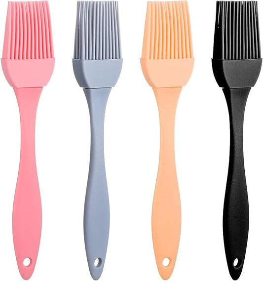 4 Pcs Silicone Basting Pastry Brush Heat Resistant Oil Brush for Cooking Kitchen Food Baking Butter Baster BBQ Grill Dishwasher Safe Multicolor for Sauce Marinade Meat Glazing