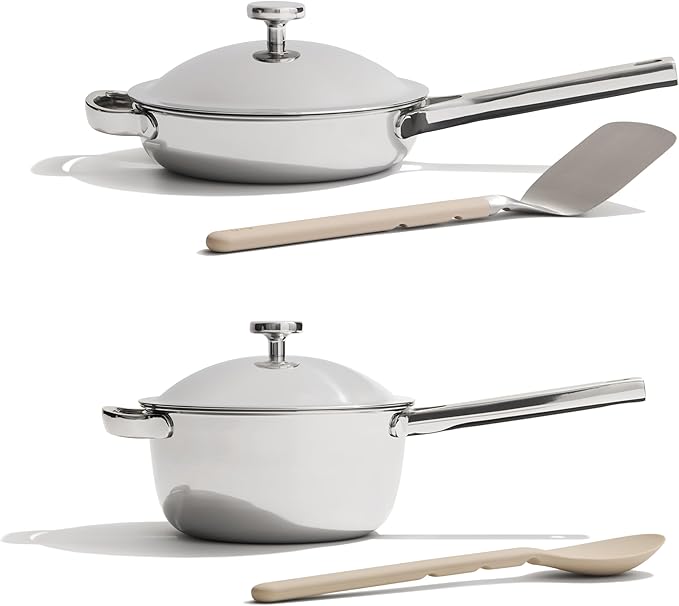 Our Place Titanium Pro Mini Cookware Duo – Always Pan & Perfect Pot with Nonstick No-Coating Technology | Tri-Ply Titanium & Stainless Steel | Safe for Oven, Induction & Cooktops up to 1000°F | Chrome