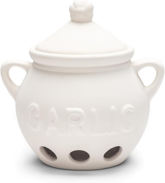 Fox Run Garlic Keeper and Storage, White Ceramic, 5.25" x 4.25" x 5.5"