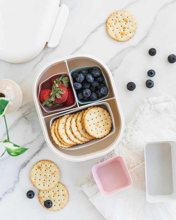 The Silicone Kitchen Reusable Silicone Bento Baking Cups, Non-Toxic, BPA Free, Dishwasher Safe Bento Box Accessories Lunch Box Dividers, Square and Rectangle, 24 Pack, Pink, Blue, Gray