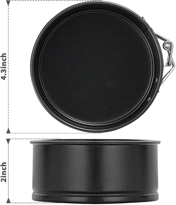 Springform Pan Set, 4-Inch Mini Cake Pan 4 Pack with 50 Pcs Parchment Paper Liners, Nonstick Leakproof for Mini Cheesecakes, Pizzas and Quiches