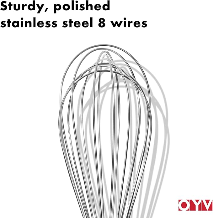 18/10 Stainless Steel Whisk, Ergonomic Handle, Dishwasher Safe Metal whisk, Professional Whisk for Kitchen Cooking, Perfect for Blending, Whisking, Baking, and Beating, 10-Inch Wire Wisk