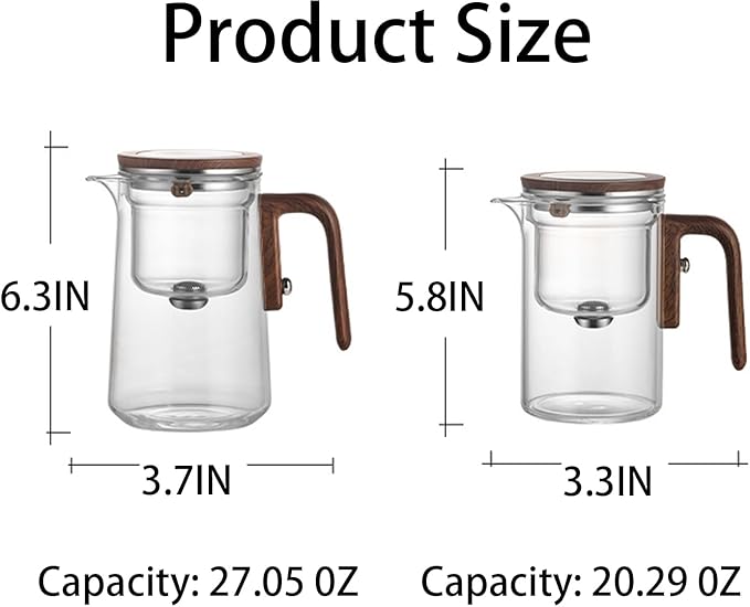 Enchanti Tea Pot, Witchcraft Magic Glass Teapot with Infuser Strainer and Lid for Loose Leaf Tea Herbal, Magnetic Water Separation Tea Maker Kettle Clear Enchantipot (600ml)