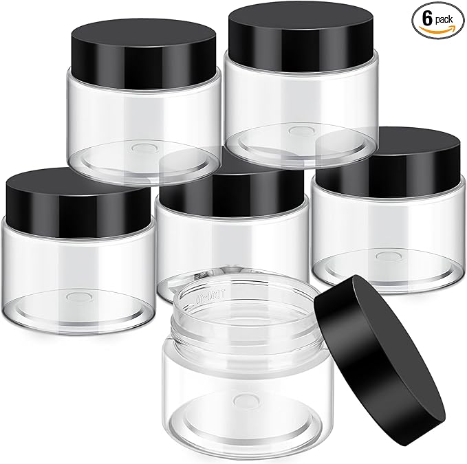 SATINIOR 6 Pack 12 oz Plastic Jars Containers with Lids Wide-mouth Refillable Leakproof Reusable Round Empty Jars for Travel Cosmetic Dry Food Spice Cookie Candy Home Kitchen Organizing(Black)